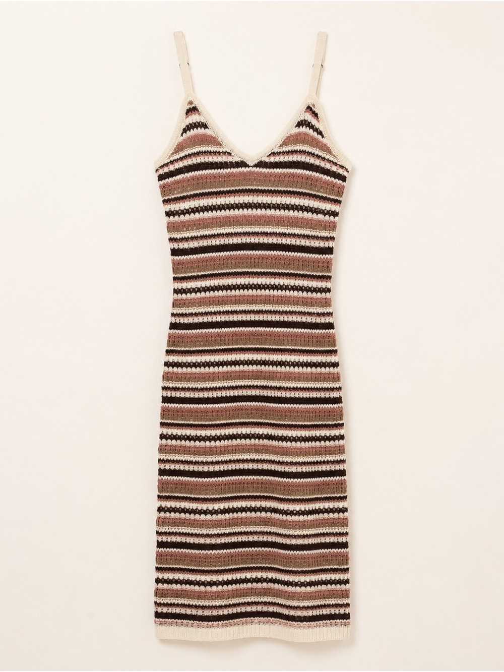 Wild Skye Crochet Knit Striped Midi Dress Large Boho Y2K Festival